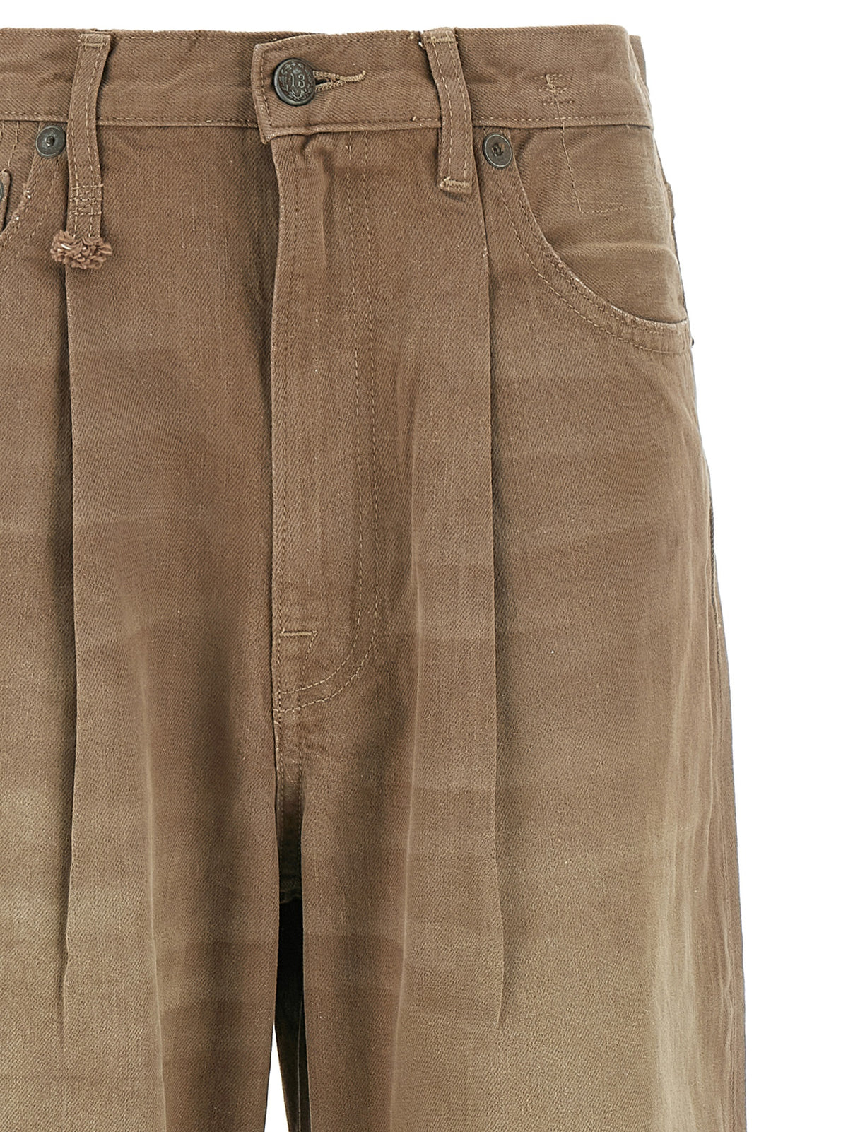 Jean taille haute en coton marron R13