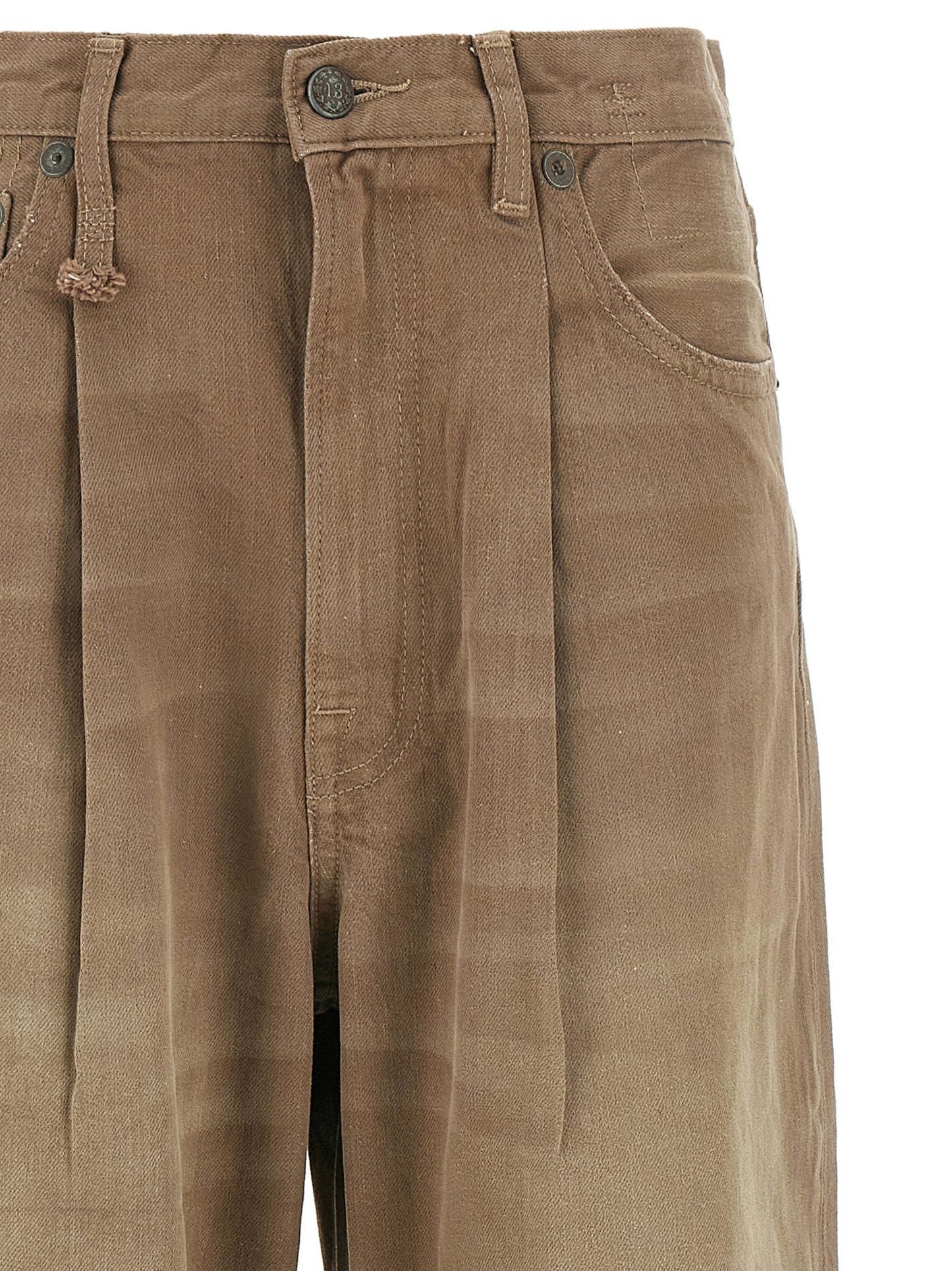 R13 Brown Cotton High-Waisted Jean