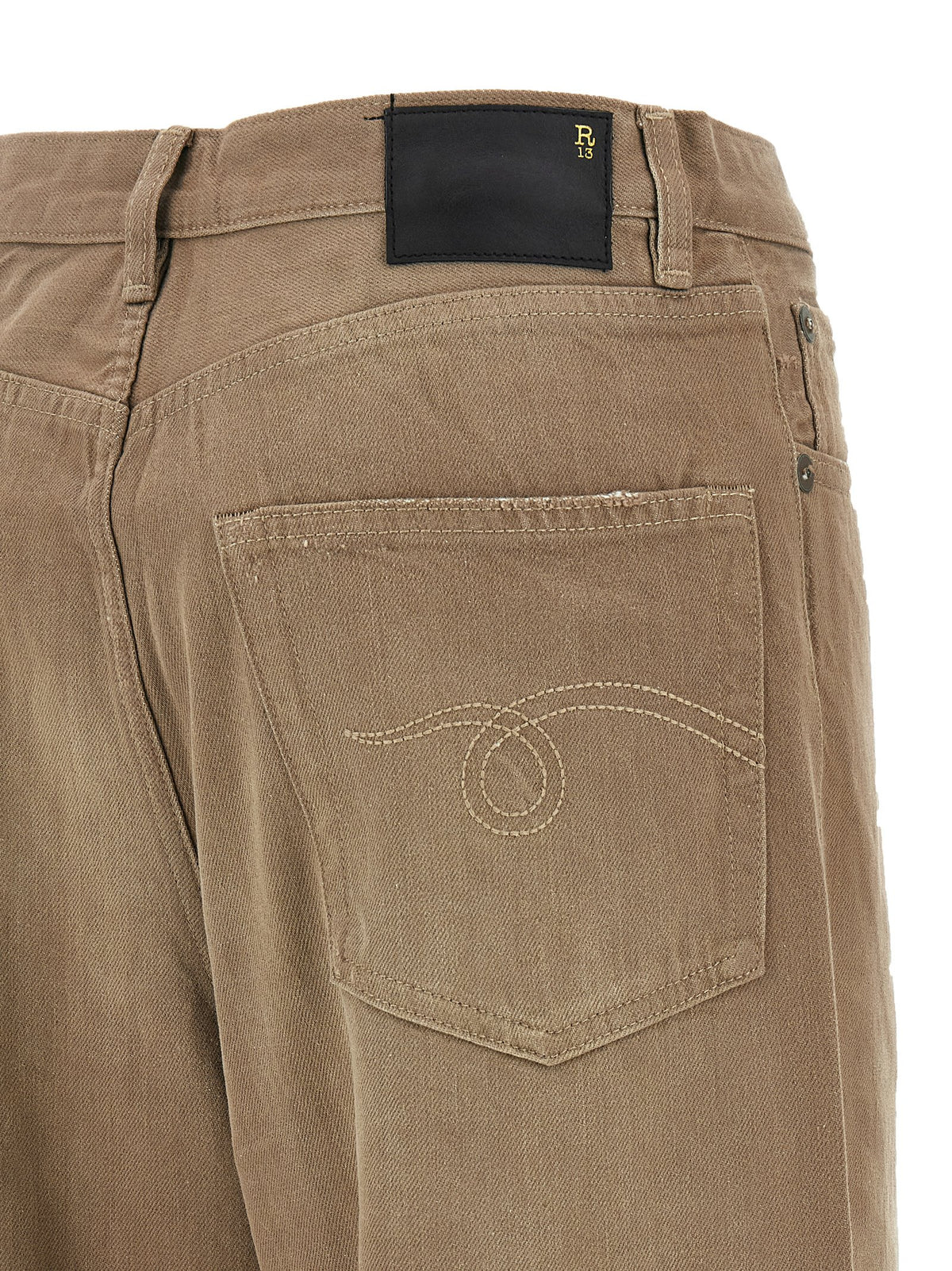 Jean taille haute en coton marron R13
