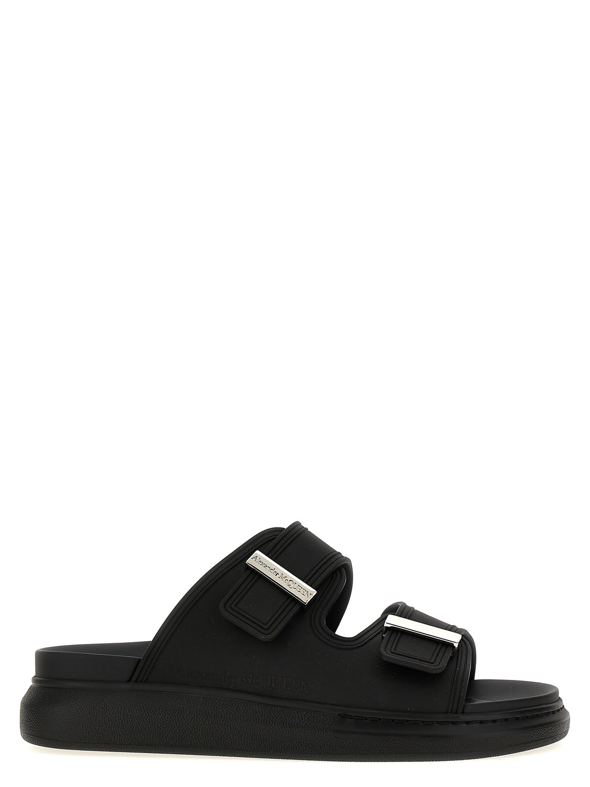 Alexander McQueen Black Double Band Rubber Slides