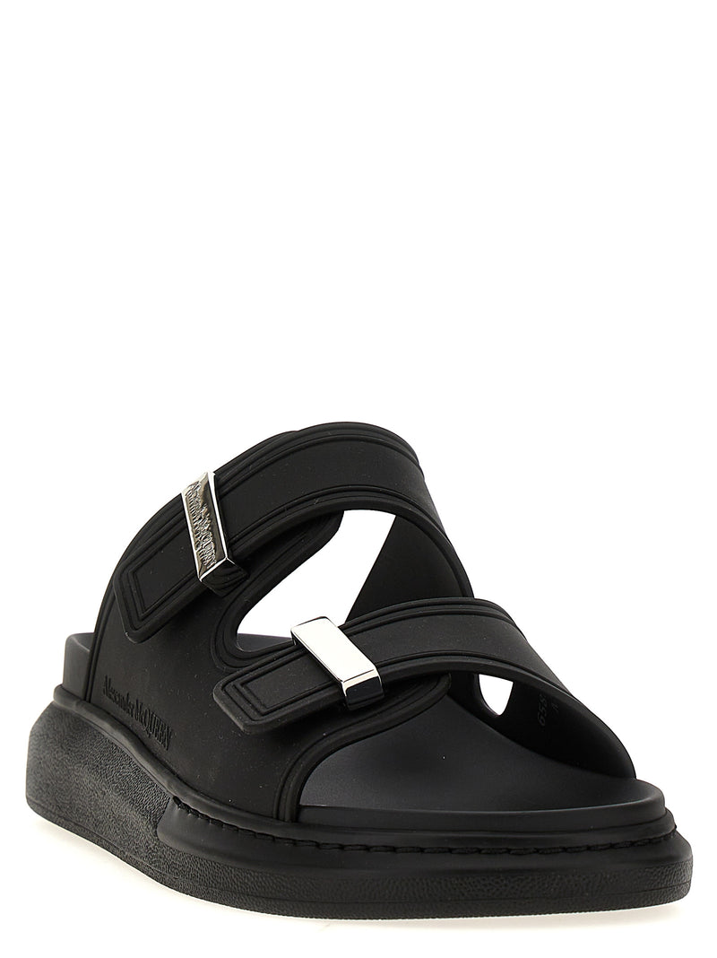 Alexander McQueen Black Double Band Rubber Slides