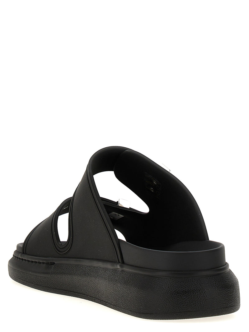 Alexander McQueen Black Double Band Rubber Slides