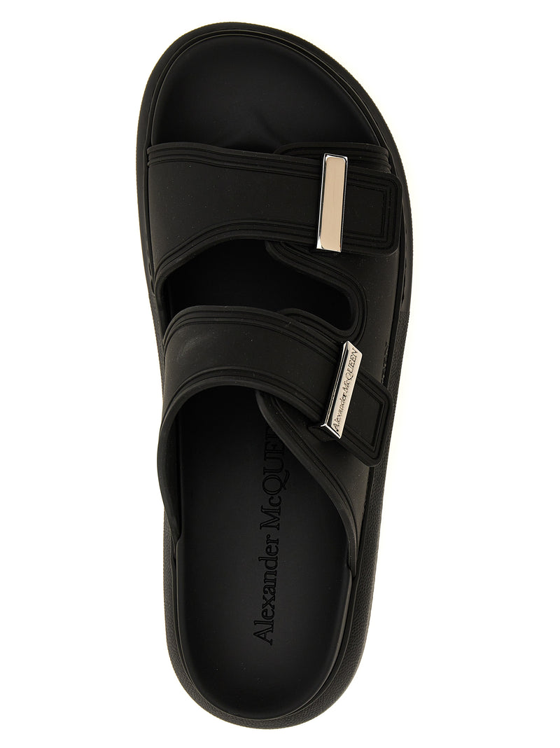 Alexander McQueen Black Double Band Rubber Slides