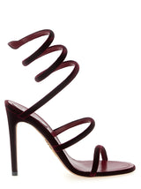 RENE CAOVILLA Cleo Bordeaux Velvet Stiletto Heel Sandals