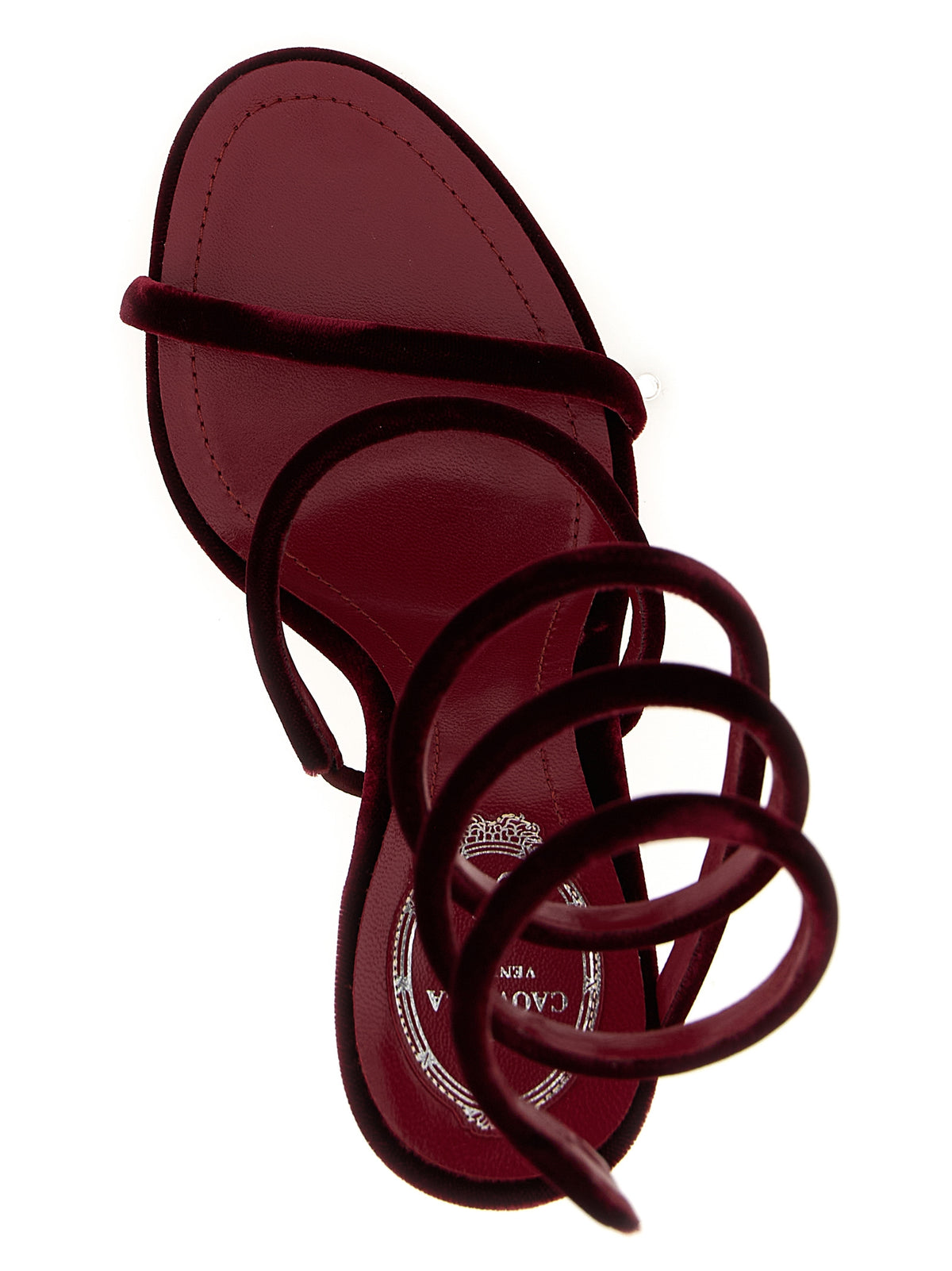RENE CAOVILLA Cleo Bordeaux Velvet Stiletto Heel Sandals