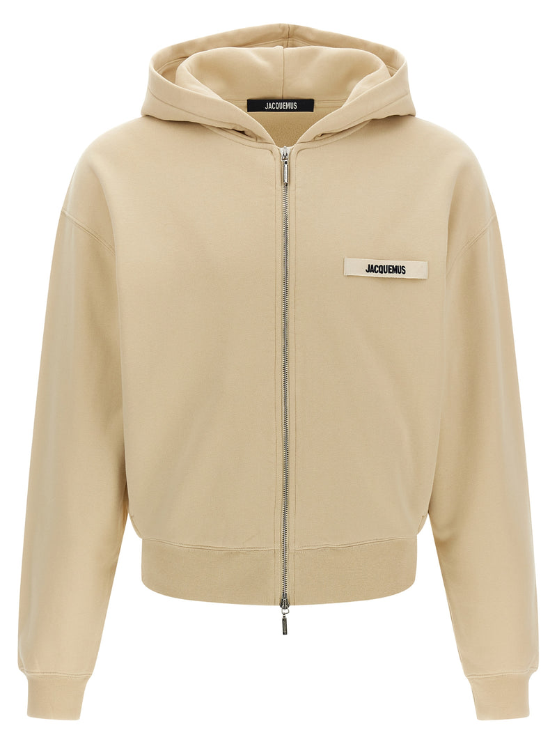 Jacquemus Le Hoodie Grip Gros Grain - Sweatshirt Beige en Coton