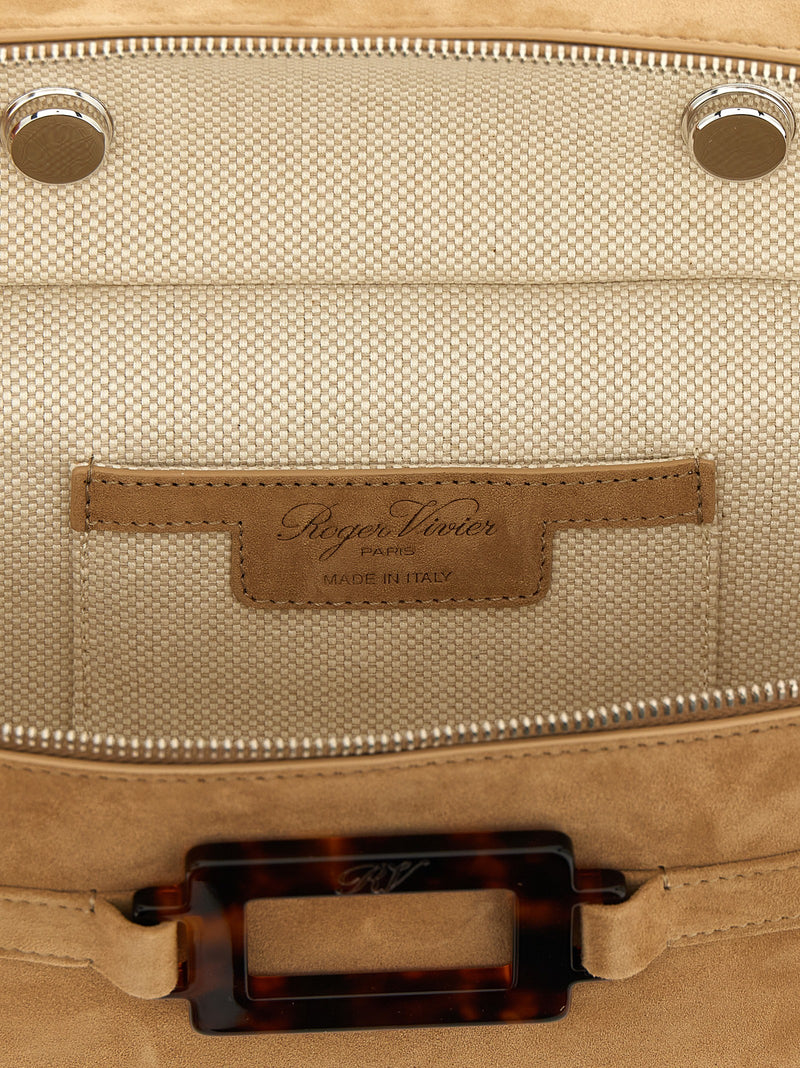 Roger Vivier Belle Vivier Vanity Beige Goatskin Handbag
