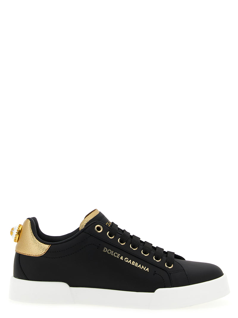 Dolce & Gabbana Black Calfskin Portofino Sneakers