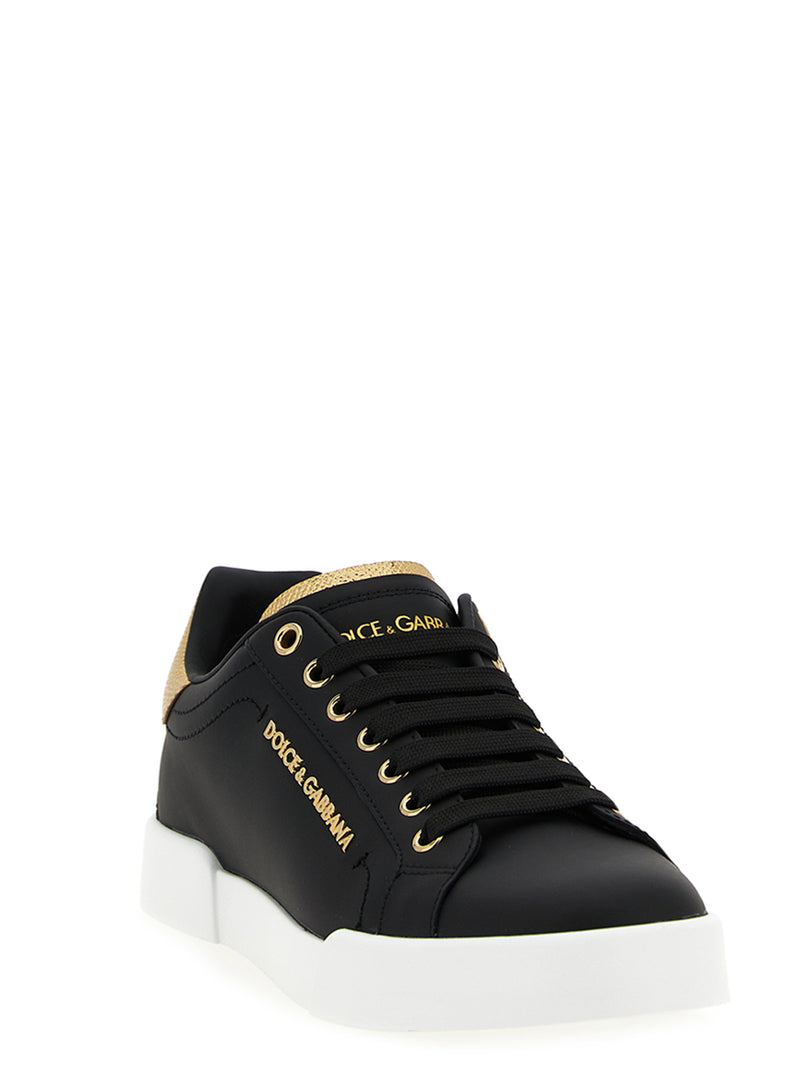 Dolce & Gabbana Black Calfskin Portofino Sneakers