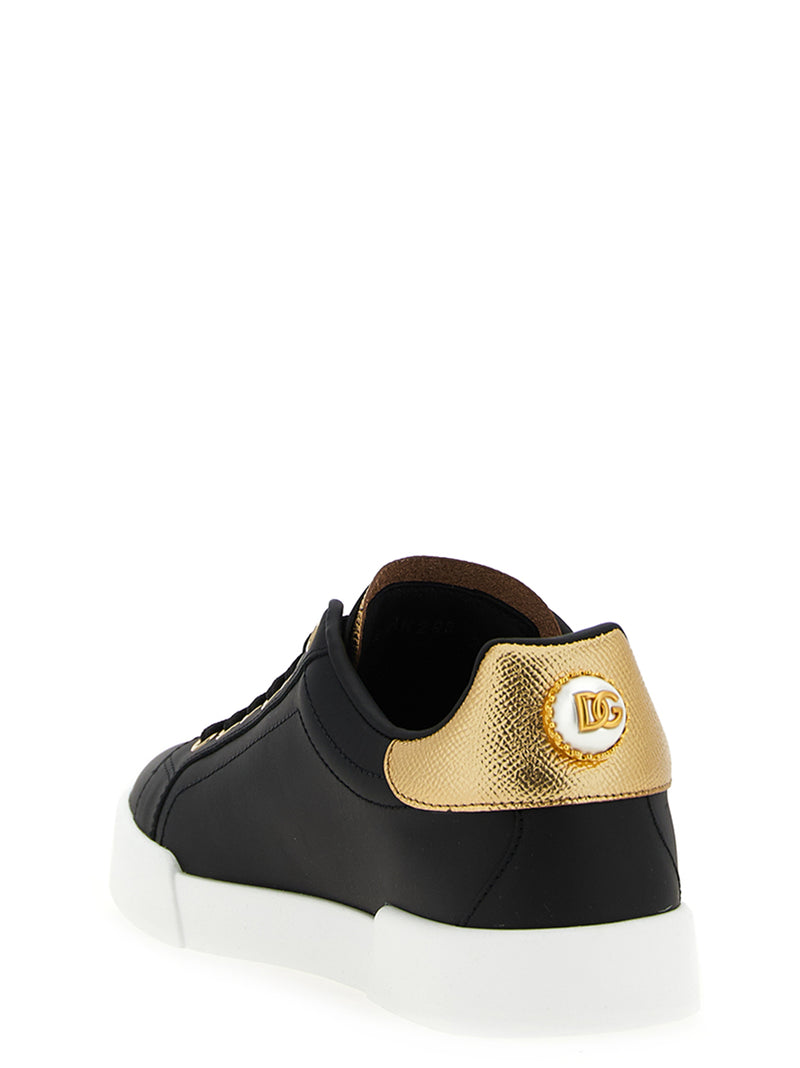 Dolce & Gabbana Black Calfskin Portofino Sneakers