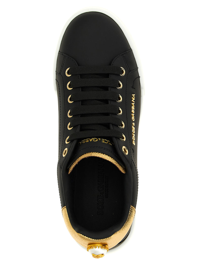 Dolce & Gabbana Black Calfskin Portofino Sneakers