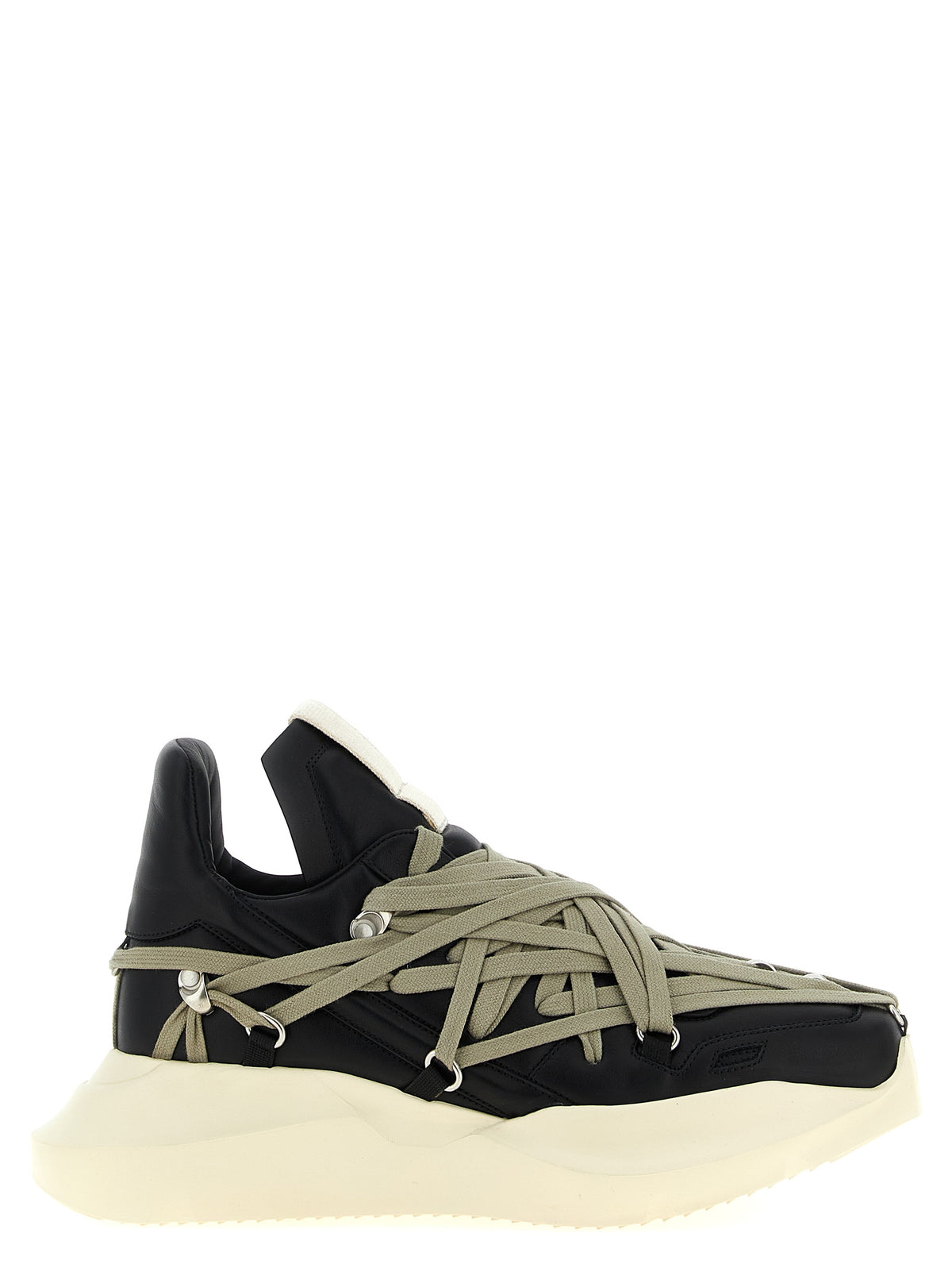 Rick Owens Black Calfskin Athletic Sneakers
