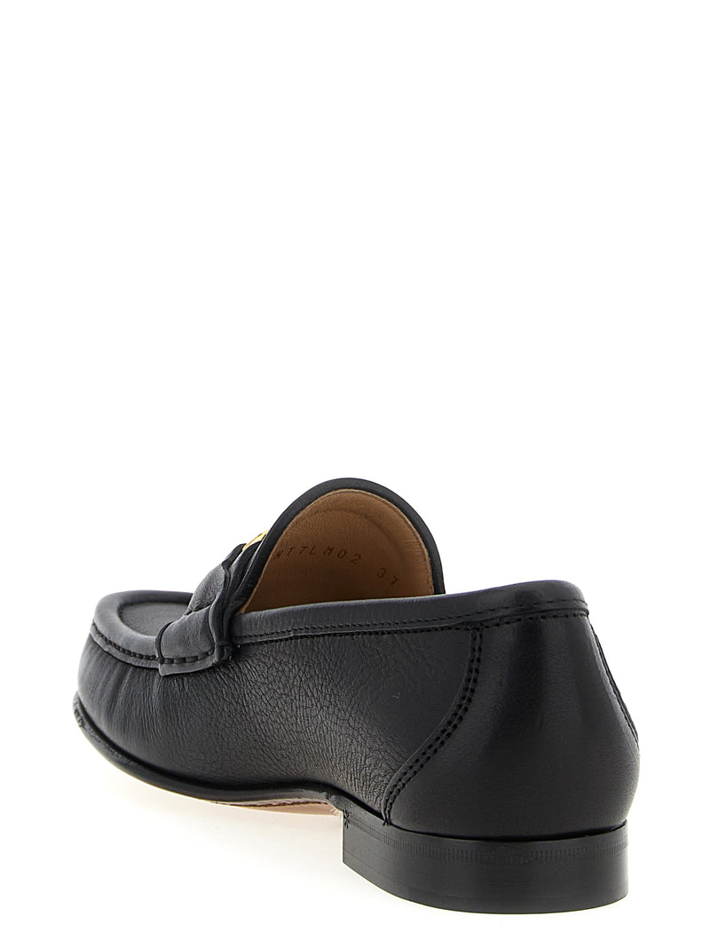 Valentino Garavani Black Buffalo Leather Slip-On Loafers