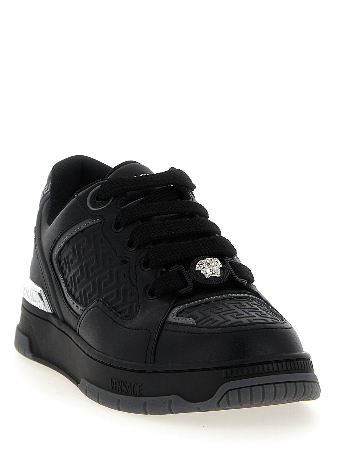 Baskets athlétiques Versace en cuir de veau noir