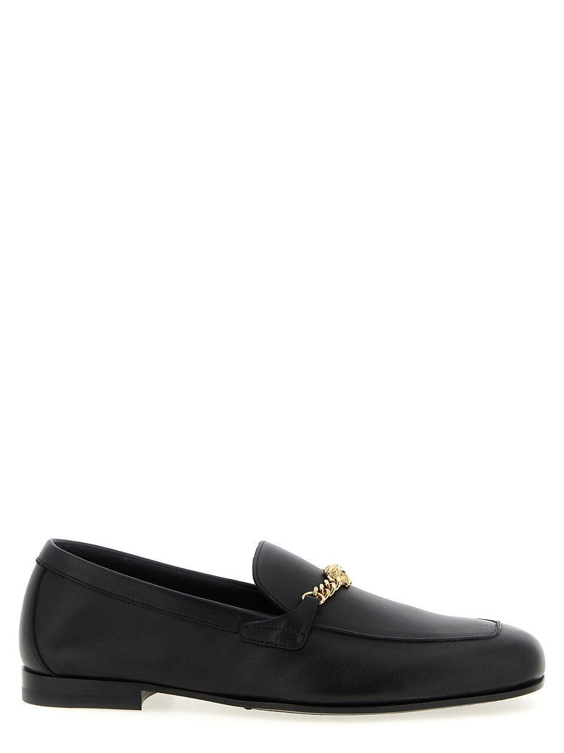 Versace Black Calfskin Slip-On Loafers for Men