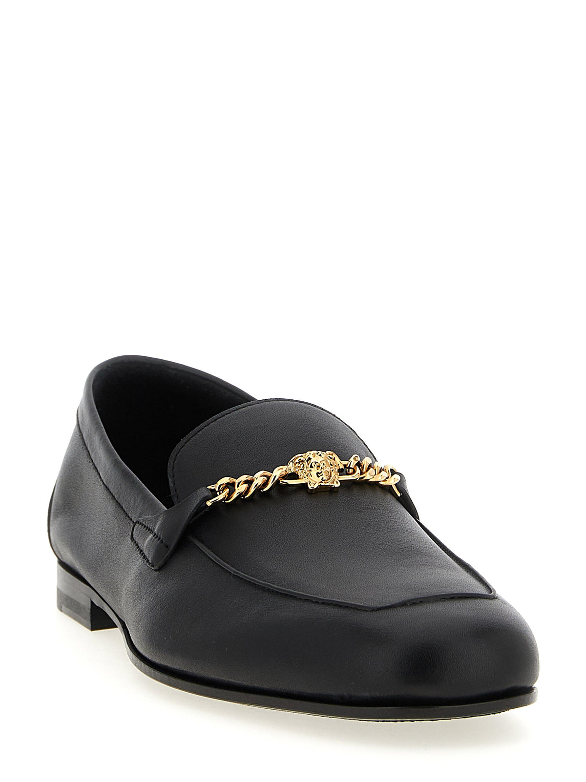 Versace Black Calfskin Slip-On Loafers for Men