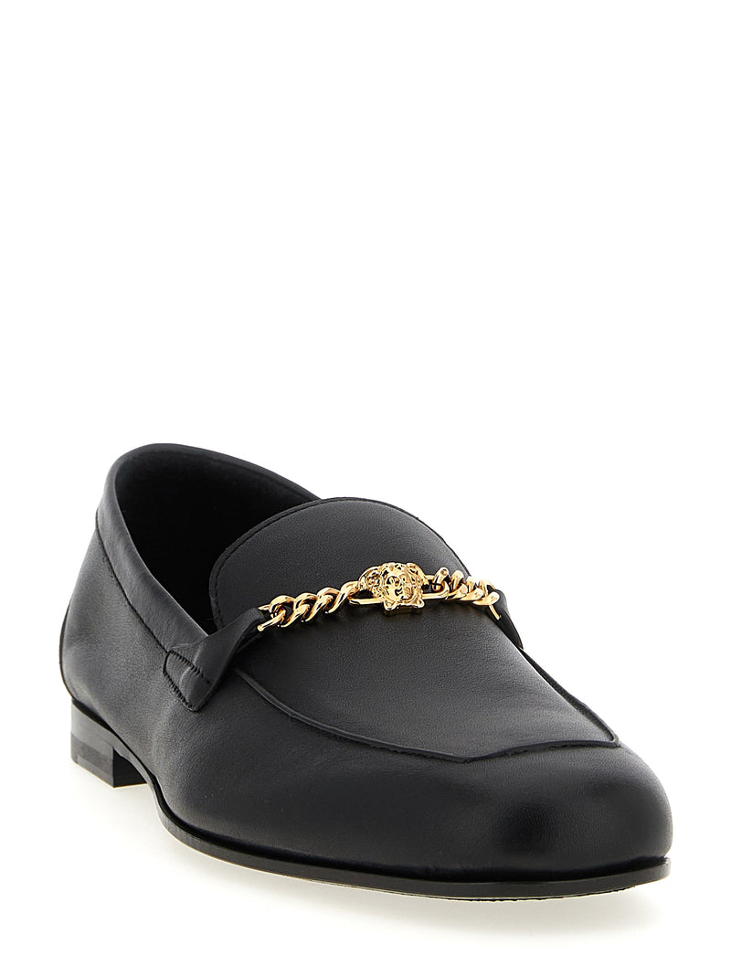 Versace Black Calfskin Slip-On Loafers for Men