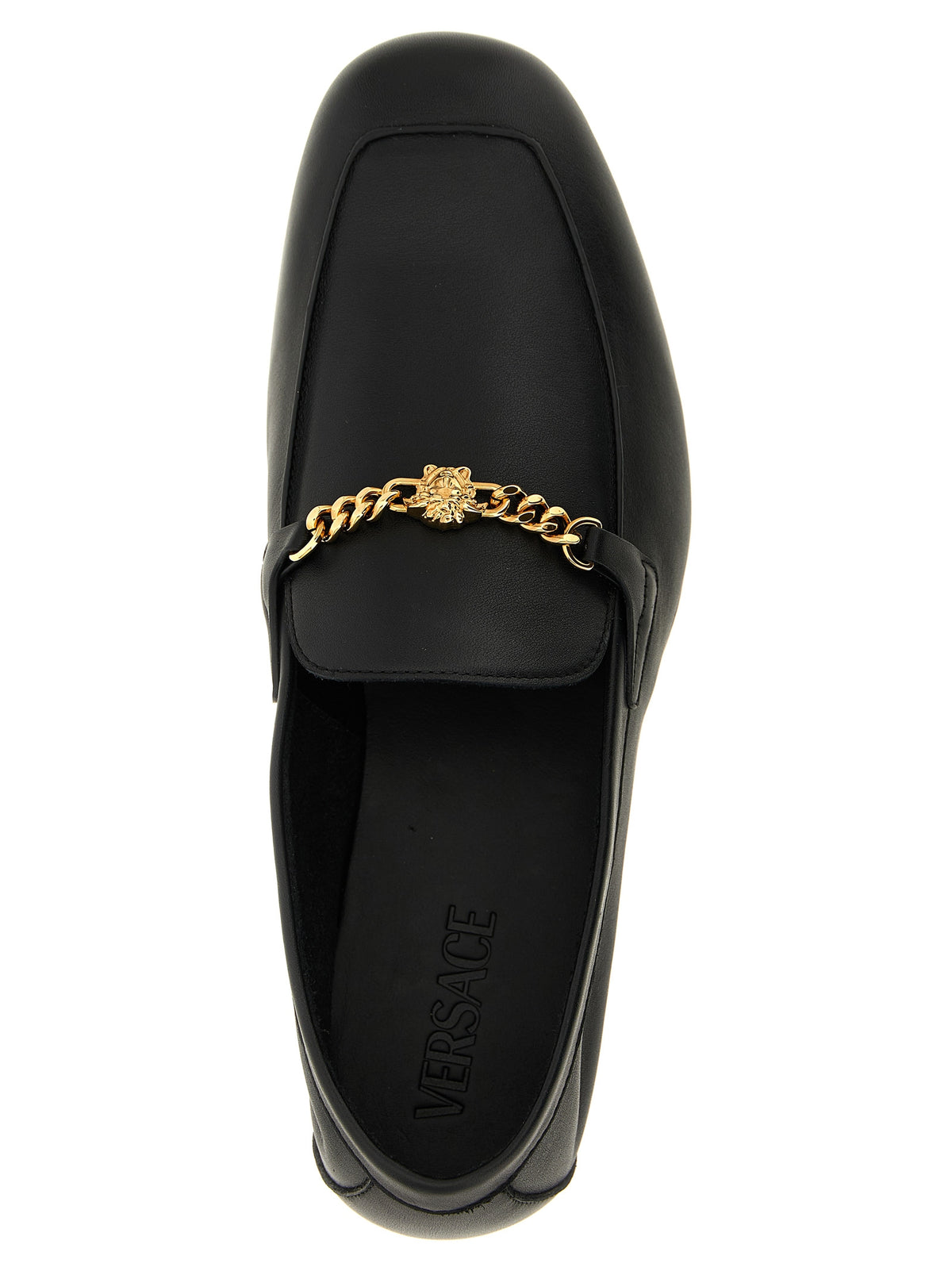 Versace Black Calfskin Slip-On Loafers for Men