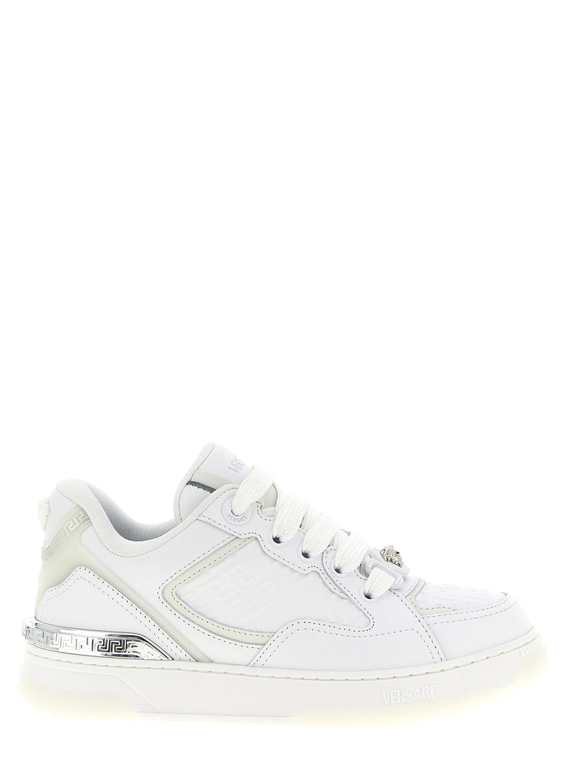 Versace White Calfskin Low Top Sneakers - Biggie Basket