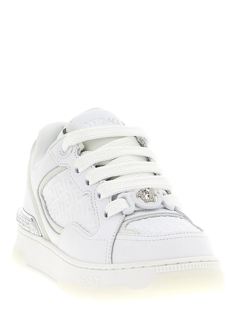 Versace White Calfskin Low Top Sneakers - Biggie Basket