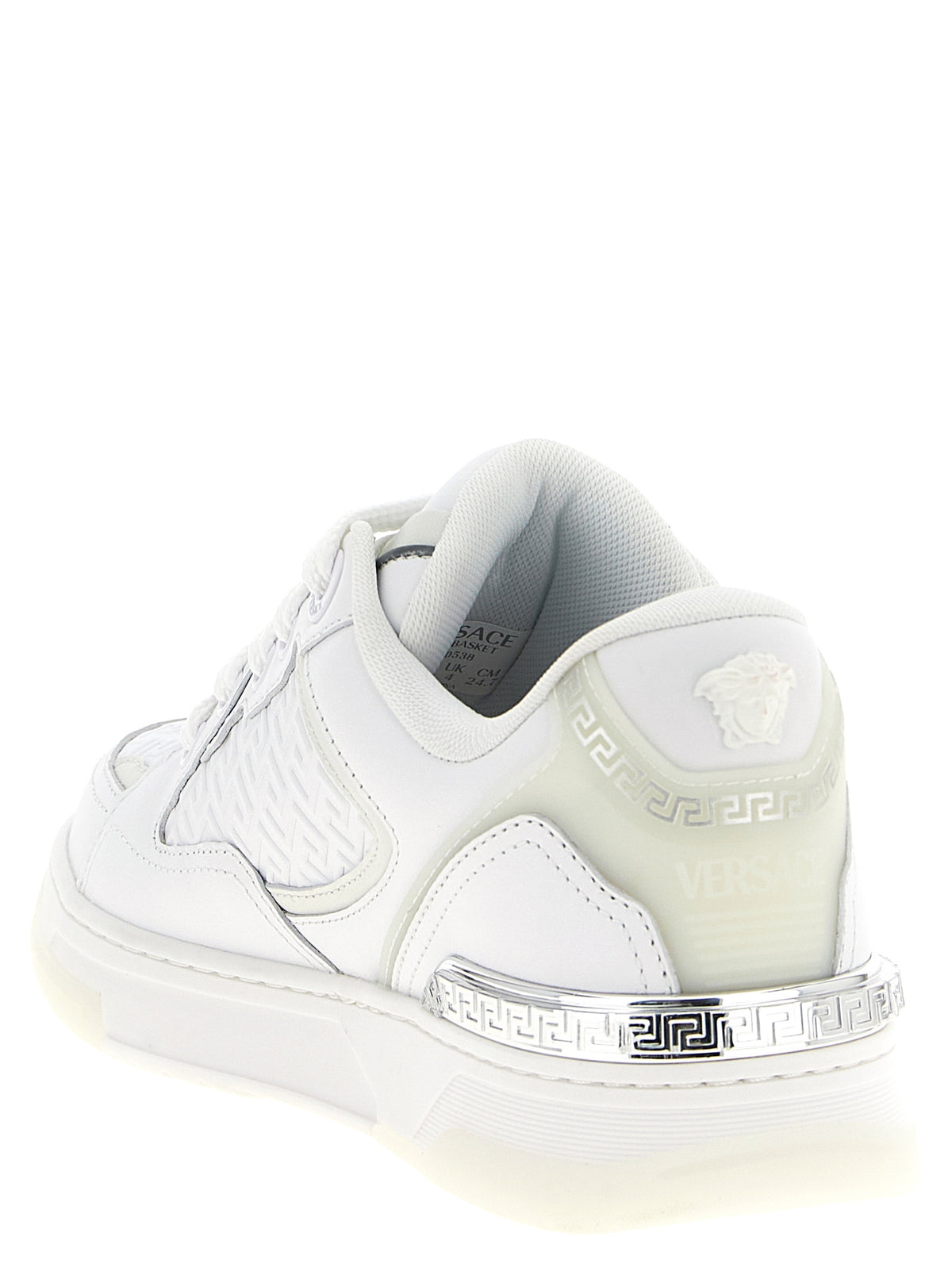 Versace White Calfskin Biggie Basket Low Top Sneakers