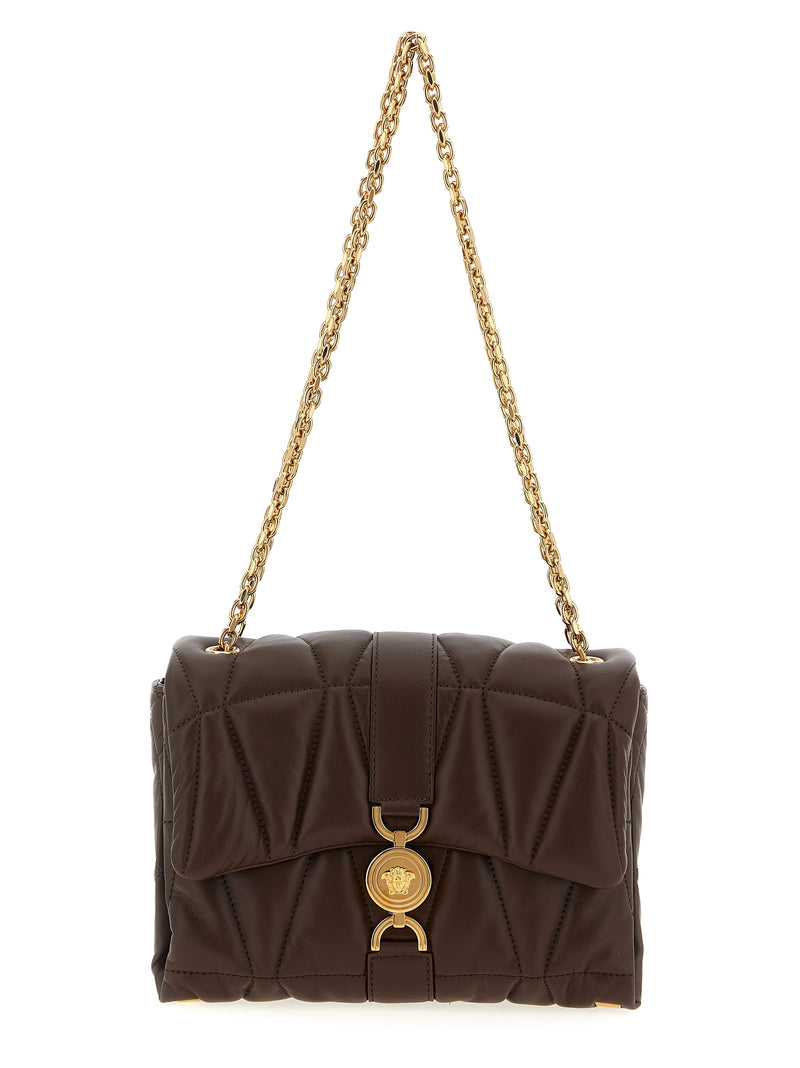 Sac à épaule en cuir d'agneau marron Versace ‘Kleio’