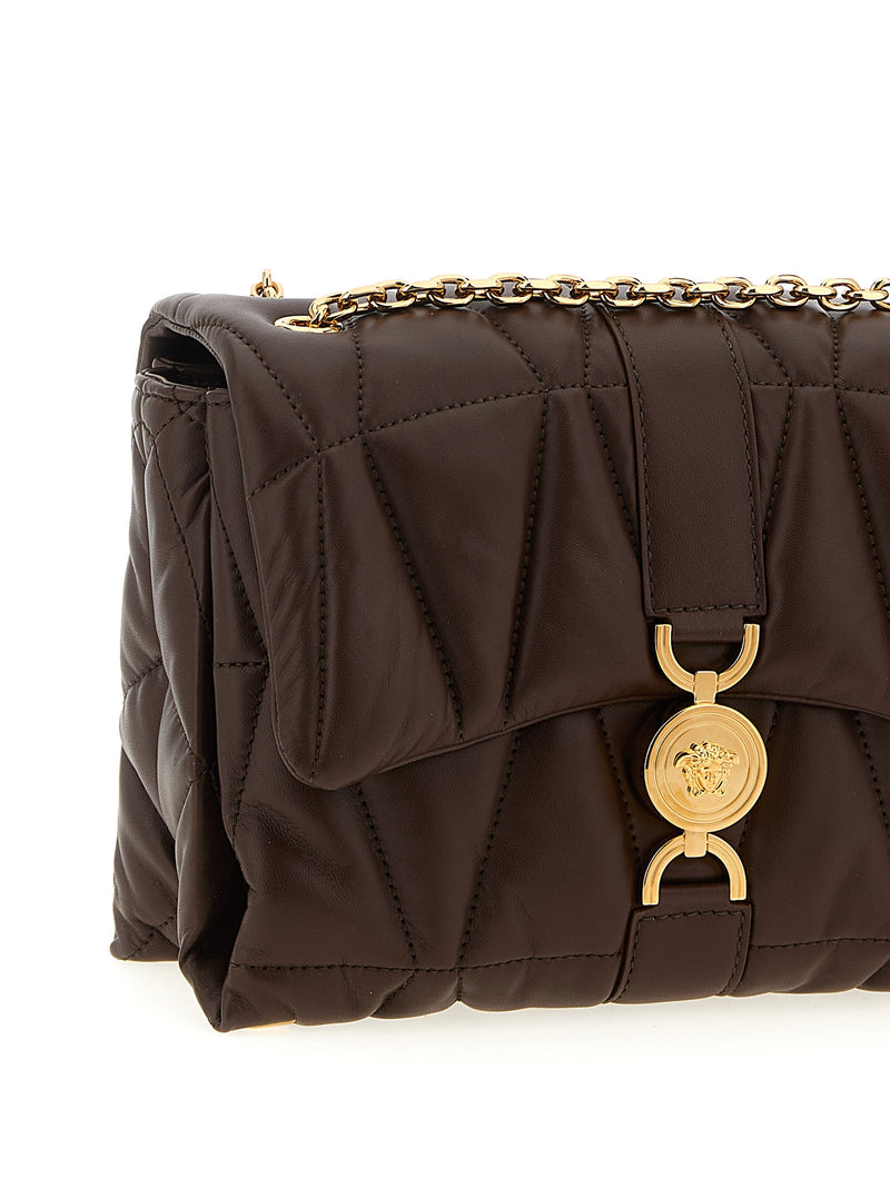 Sac à épaule en cuir d'agneau marron Versace ‘Kleio’