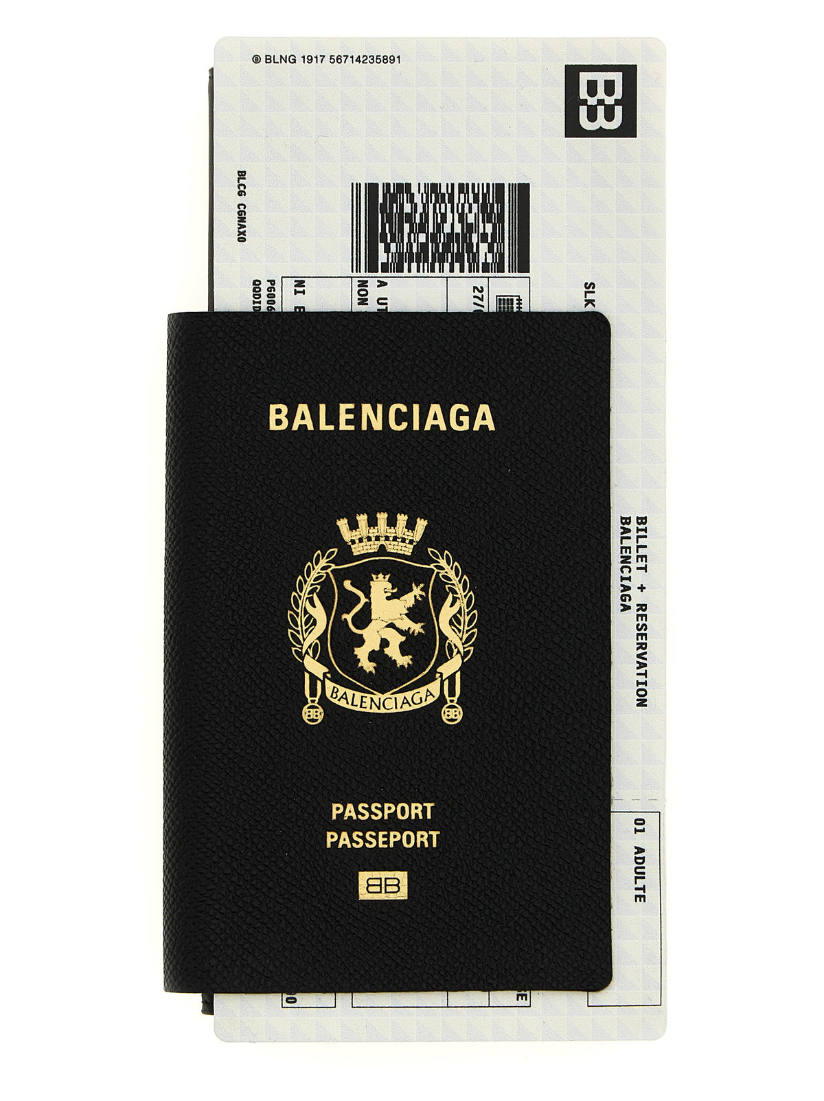 Balenciaga Passport Lungo 1 Biglietto Black Leather Wallet