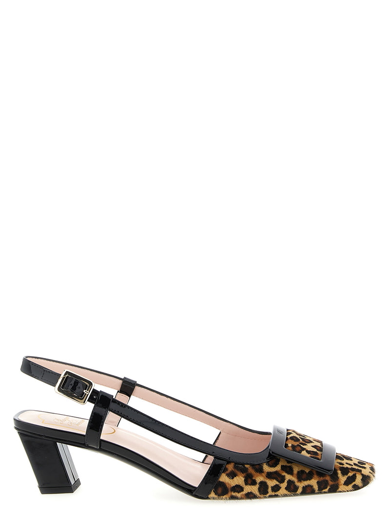 Roger Vivier Belle Viver Multicolor Calfskin Mid Heel Pumps