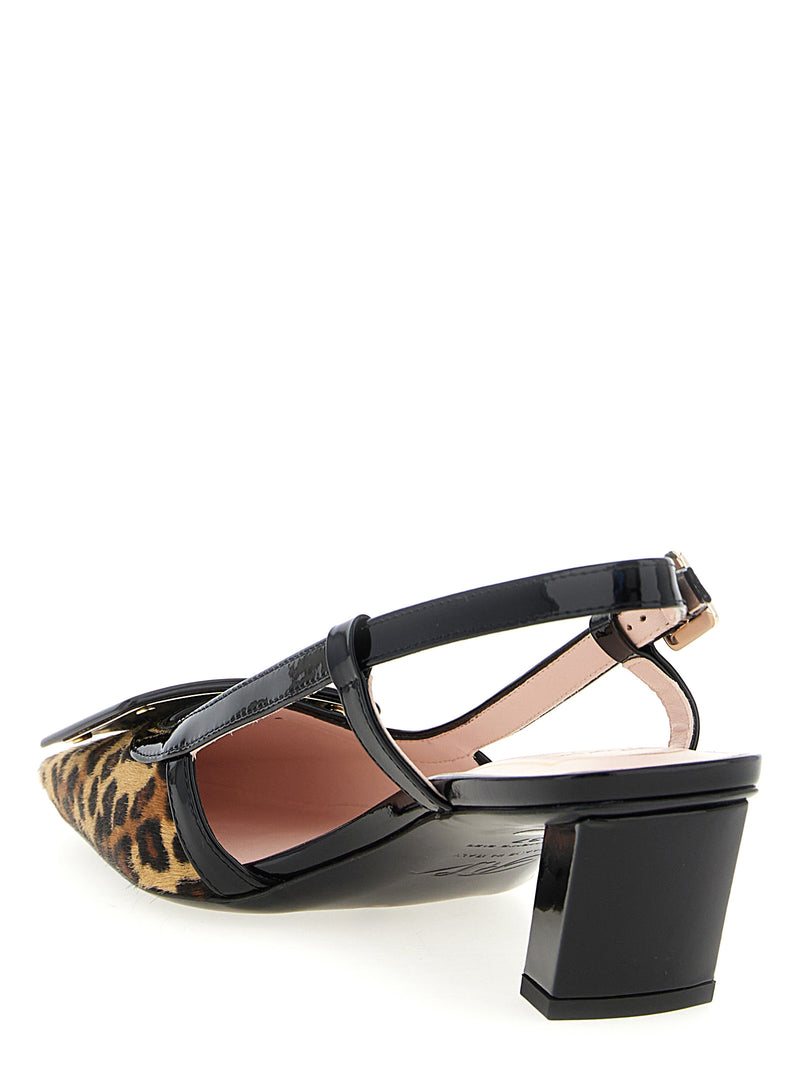 Roger Vivier Belle Viver Multicolor Calfskin Mid Heel Pumps