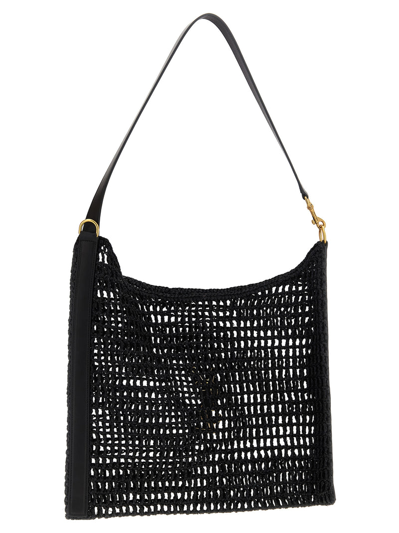 Saint Laurent Black Raffia Shoulder Bag - Oxalis Model