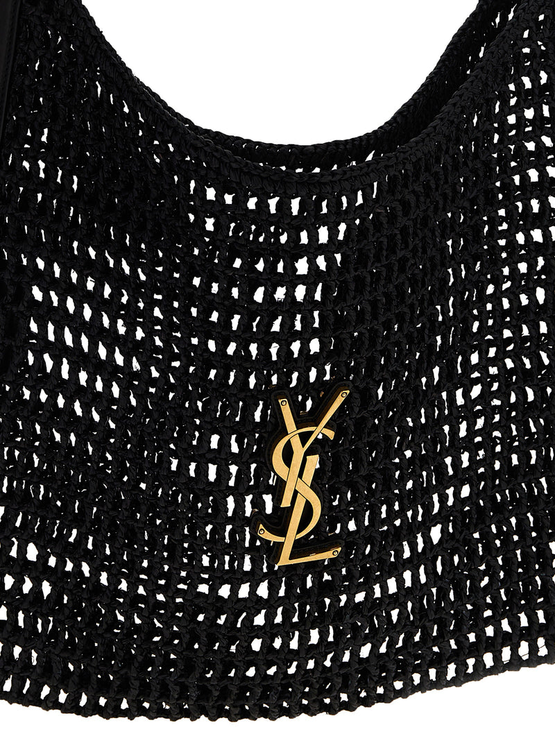 Saint Laurent Black Raffia Shoulder Bag - Oxalis Model