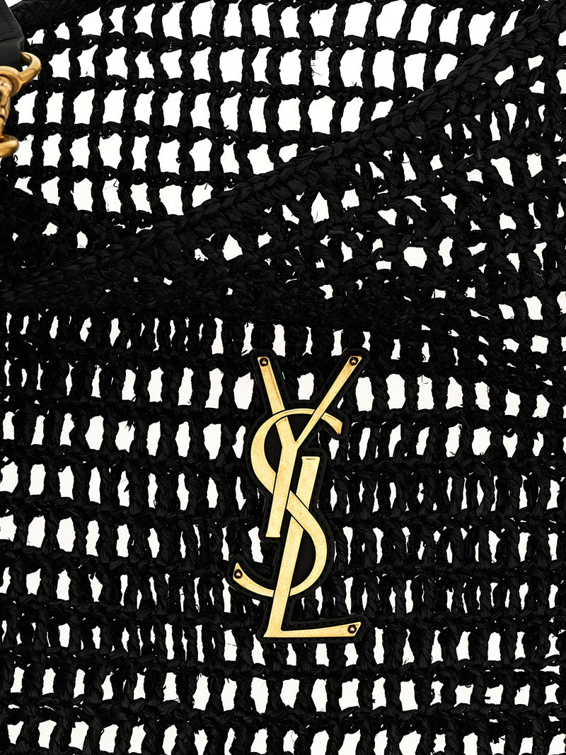Saint Laurent Black Raffia Shoulder Bag - Oxalis Model