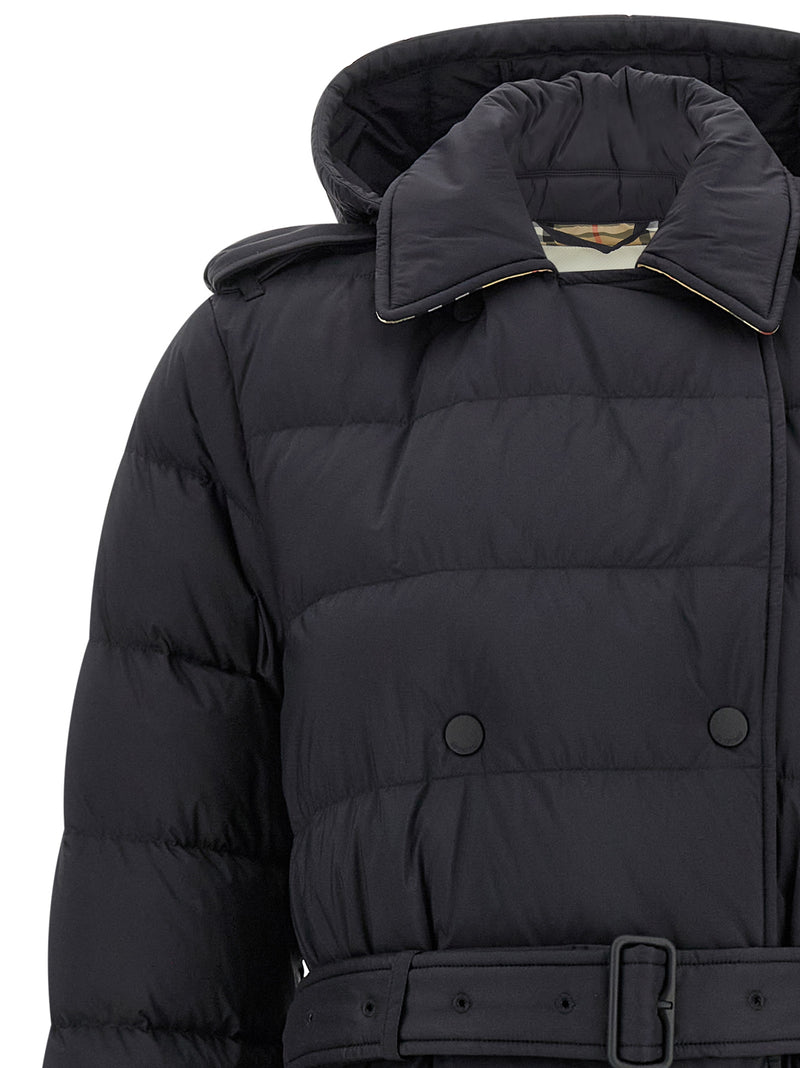 Burberry Black Polyamide Trench Coat with Removable Hood
