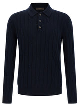 ZANONE Blue Virgin Wool Polo Shirt for Men