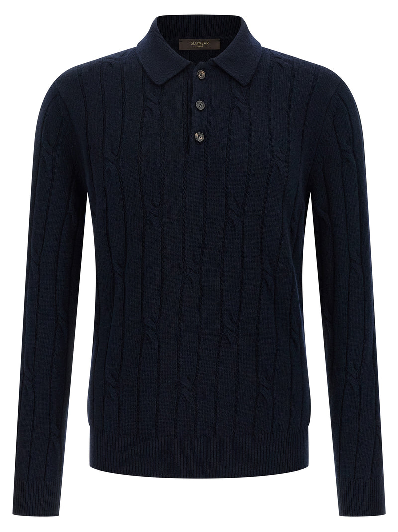ZANONE Blue Virgin Wool Polo Shirt for Men