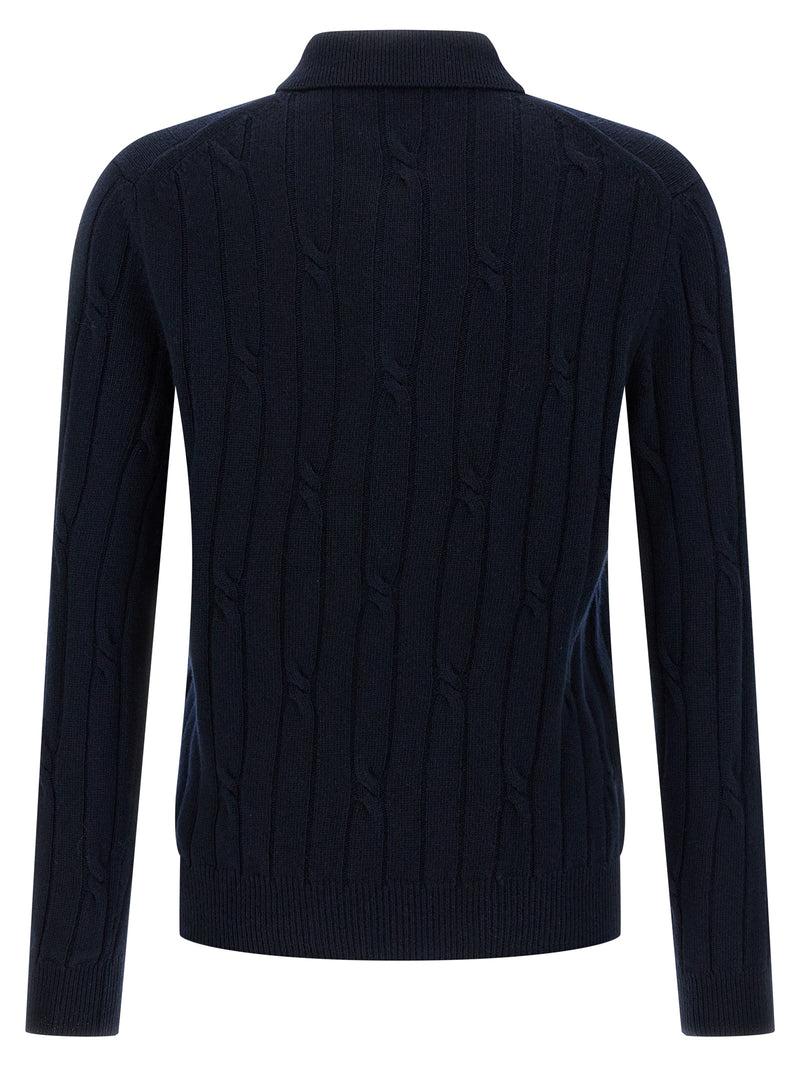 ZANONE Blue Virgin Wool Polo Shirt for Men