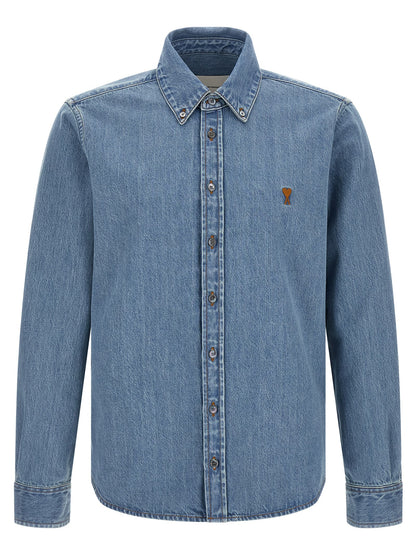 Ami Paris Blue Cotton Blouse