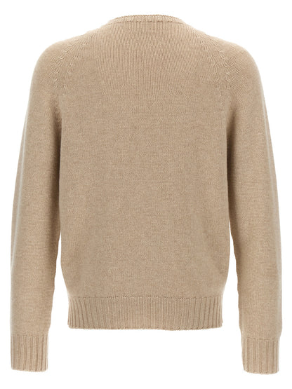 MA'RY'YA Beige Virgin Wool Cardigan