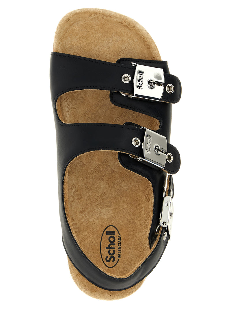 Balenciaga Black Calfskin Flat Sandals for Women