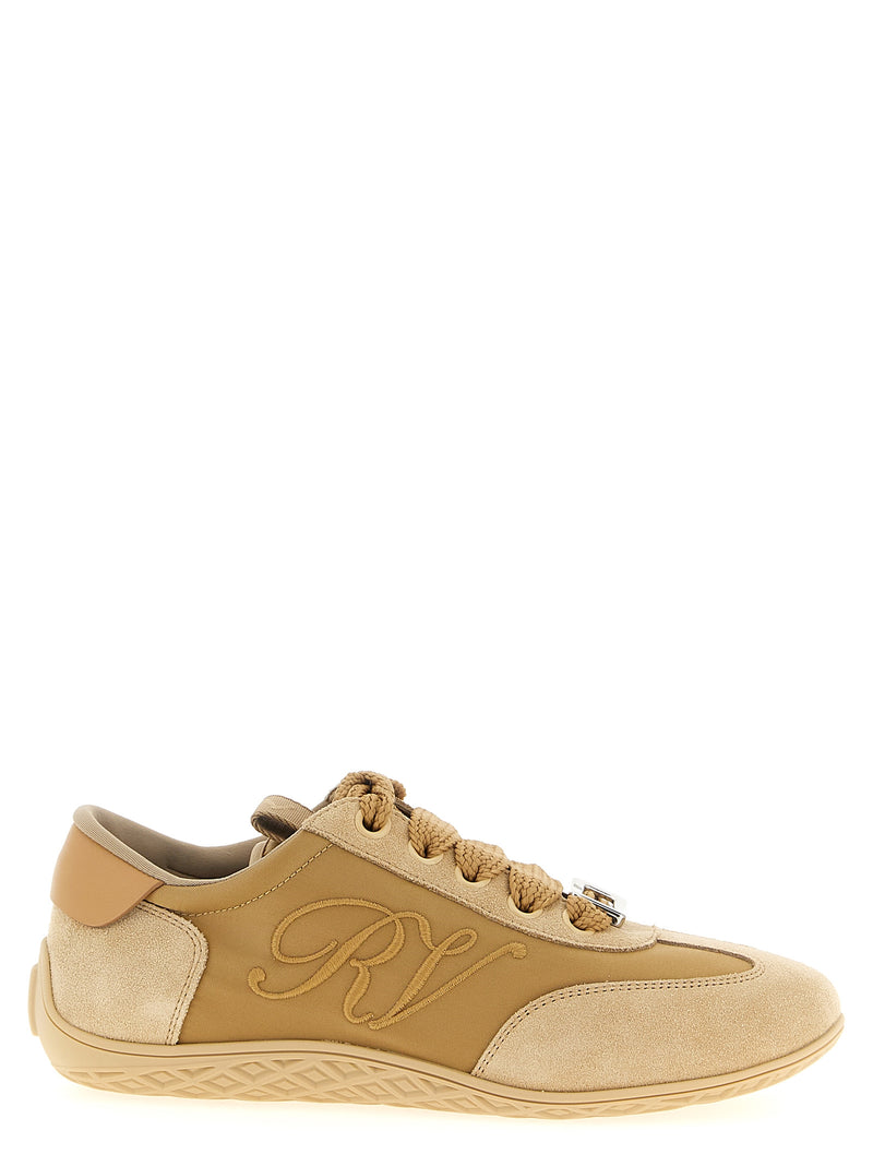 Roger Vivier Beige Calfskin High Top Sneakers - Viv Low