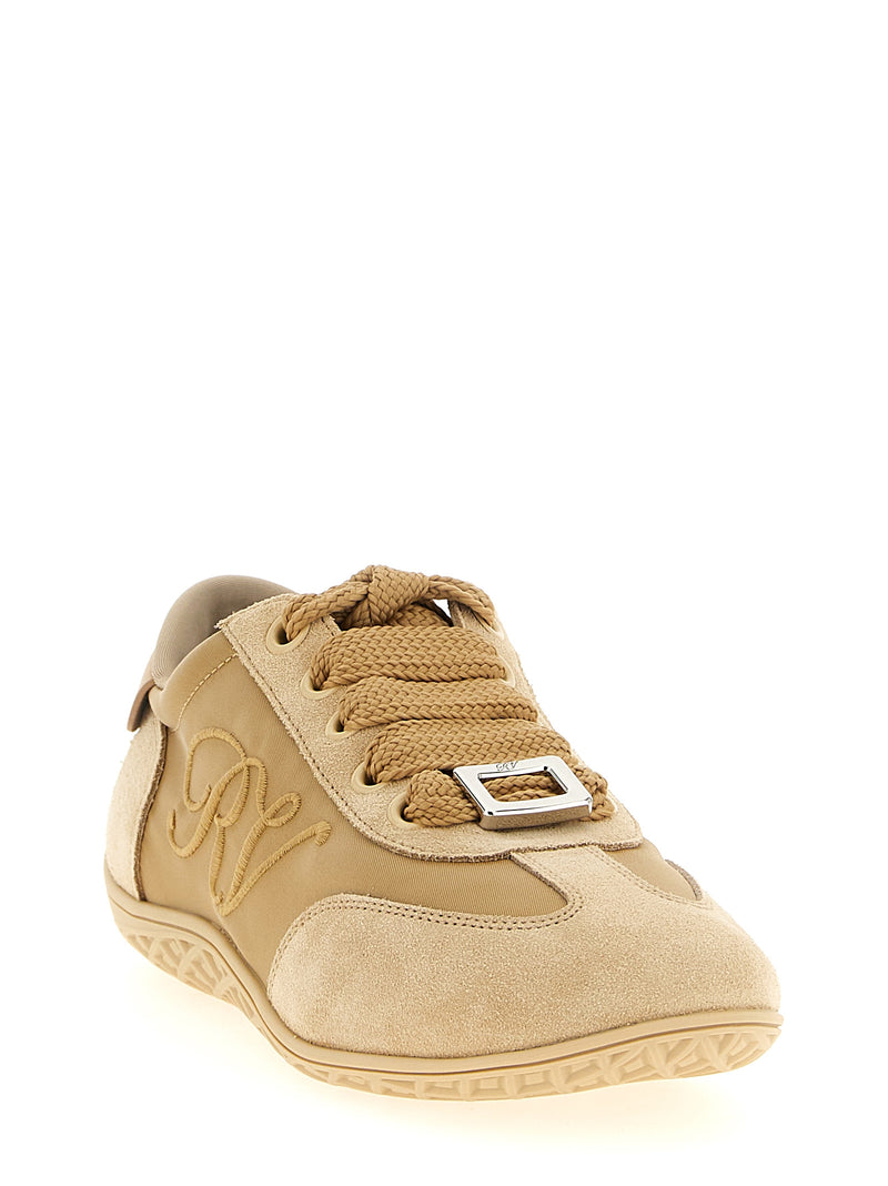 Roger Vivier Beige Calfskin High Top Sneakers - Viv Low