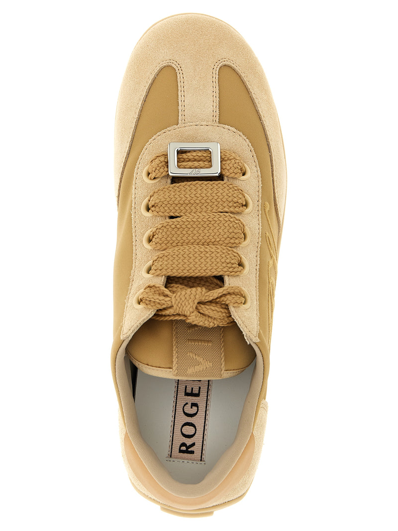 Roger Vivier Beige Calfskin High Top Sneakers - Viv Low