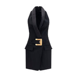 Balmain Black Wool Oves Aries Casual Dress