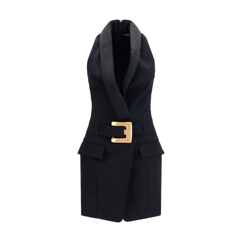 Balmain Black Wool Oves Aries Casual Dress