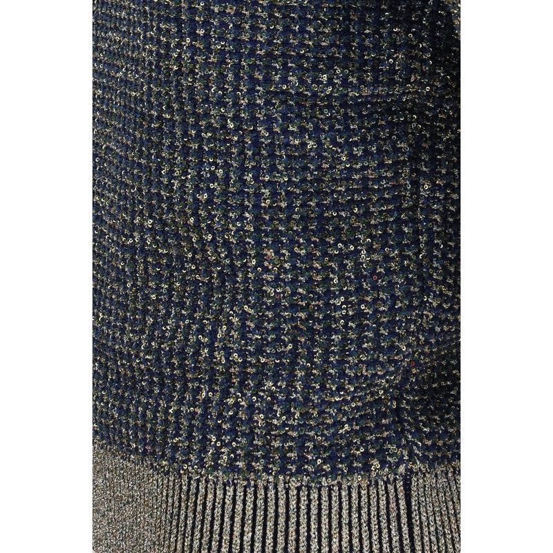 Balmain Blue Polyamide Sweater with Sequins and Buttons
