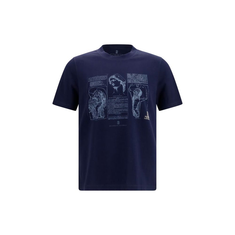 Brunello Cucinelli T-shirt en coton bleu