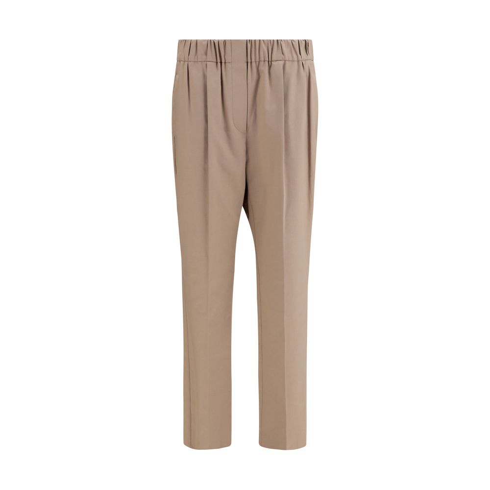 Brunello Cucinelli Beige Cotton Casual Pants for Women