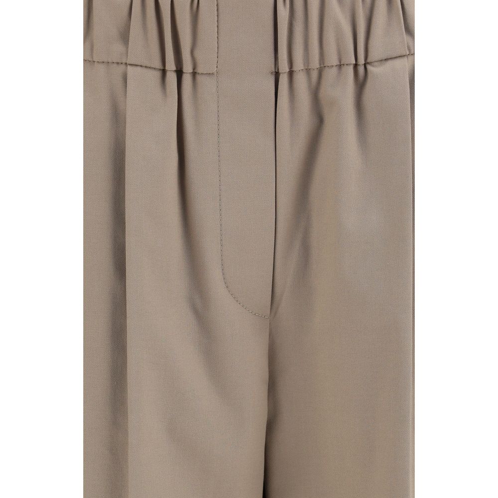 Brunello Cucinelli Beige Cotton Casual Pants for Women