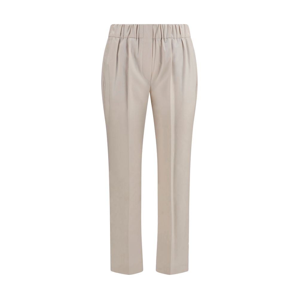 Brunello Cucinelli Beige Cotton Casual Pants for Women